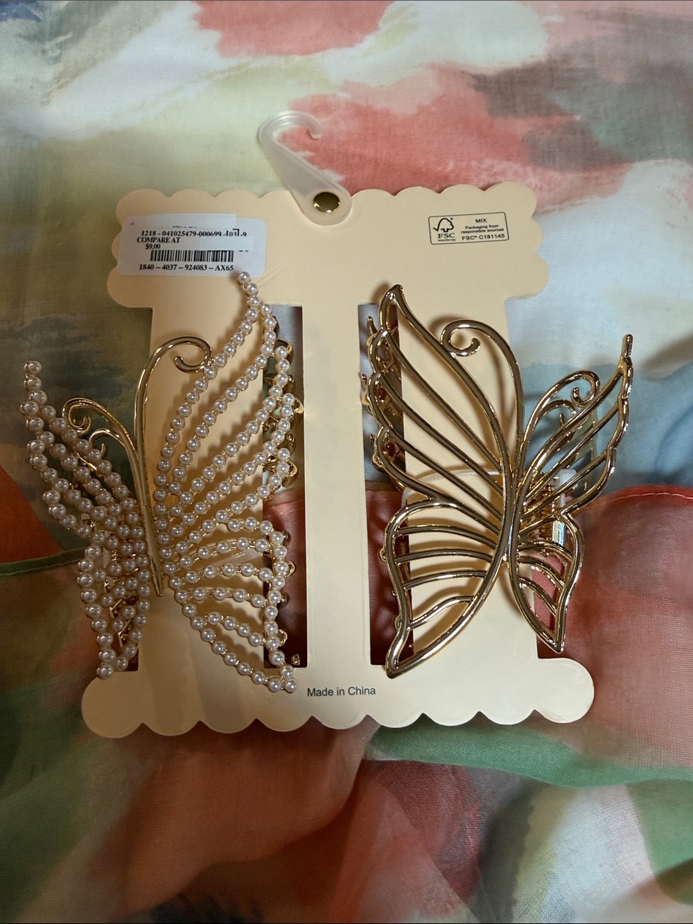 Sunday State Gold Butterfly Hair Clips with Pearl Accent - Gold - Picture 2 of 2